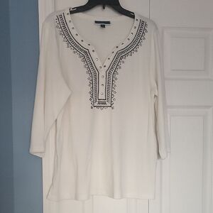 Embroidered White Women's Top